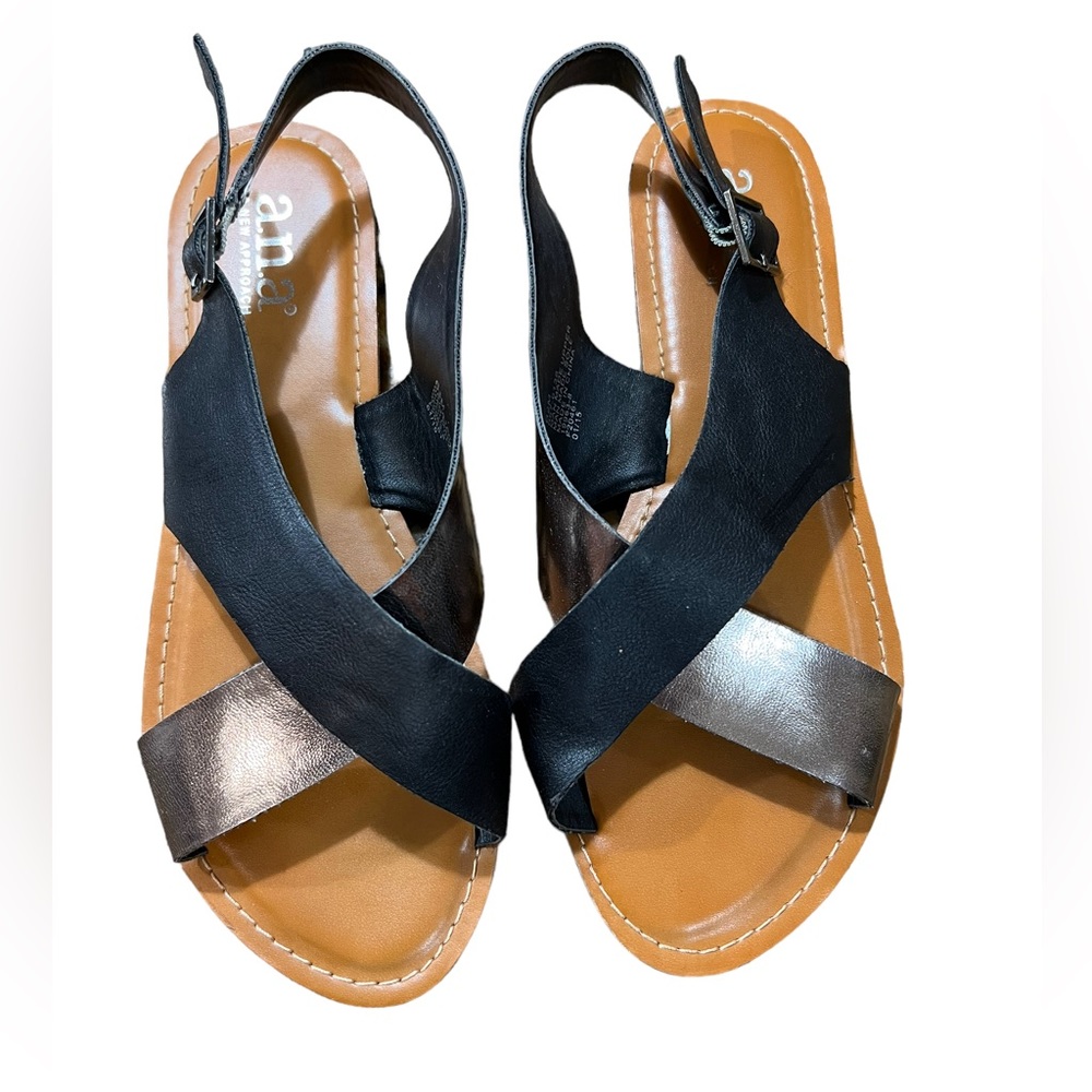 ana black and silver sandals
